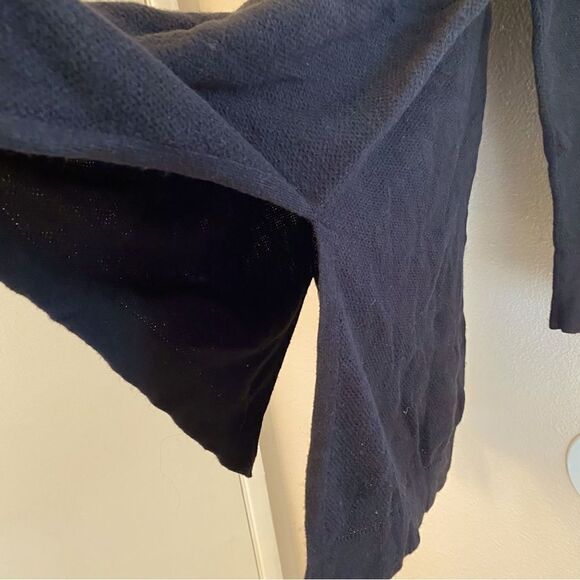 J. Jill black crew neck side slit button sleeve tunic sweater silk wool blend L - Picture 4 of 9